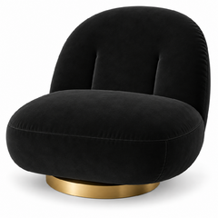 Side Chair - Pearl - Gold Legs - Black Velvet