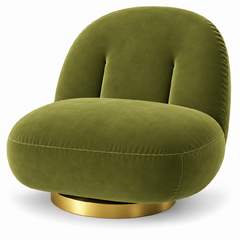 Side Chair - Pearl - Gold Legs - Moss Velvet