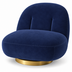 Side Chair - Pearl - Gold Legs - Sapphire Velvet