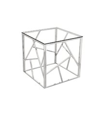 Side Table - Dexter - Silver Frame - Clear Top