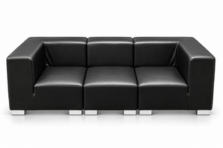Sofa - Jackson - Silver Legs - Black Faux Leather