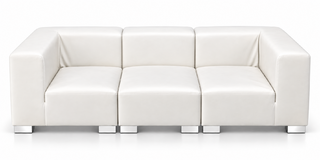 Sofa - Jackson - Silver Legs - White Faux Leather
