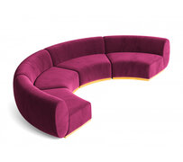 Crescent Sofa - Stella - Gold Legs - Crimson Velvet