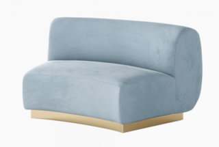 Arc Loveseat - Stella - Gold Legs - Steel Velvet