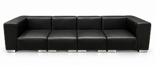 XL Sofa - Jackson - Silver Legs - Black Faux Leather