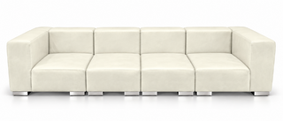XL Sofa - Jackson - Silver Legs - White Faux Leather