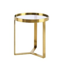 Side Table - Cooper Round - Gold Frame - Glass Top