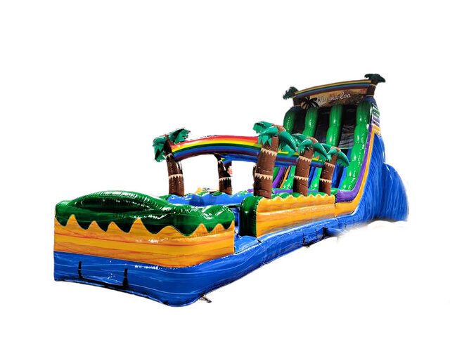 22ft Dual Lane Rainbow Slide with Slip-N-Slide