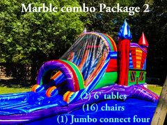 Marble combo, (2) 6' Tables (16) chairs (1) Jumbo connect 4