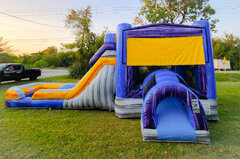 Mega marble dual lane wet/dry bounce house slide combo