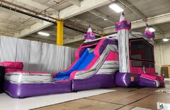 Girls Castle bounce house slide combo wet/dry