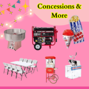 Cotton Candy, Snow Cone, Popcorn, Generators, Tables & Chairs