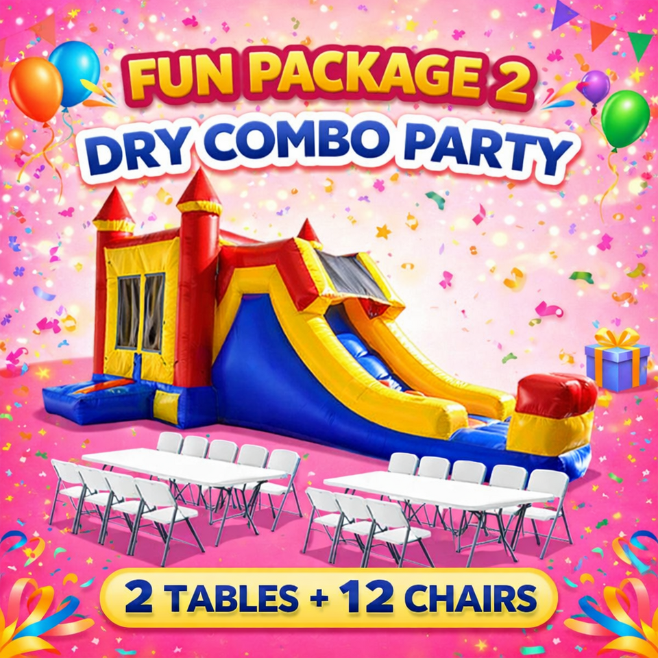 Combo bounce house party package Las Vegas inflatable with tables and chairs included