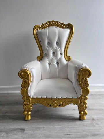 High Back Gold and White Throne Chair
