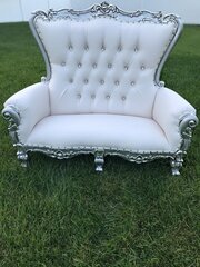 Silver   White Love Seat