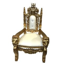 White   Gold Lion Throne Chair