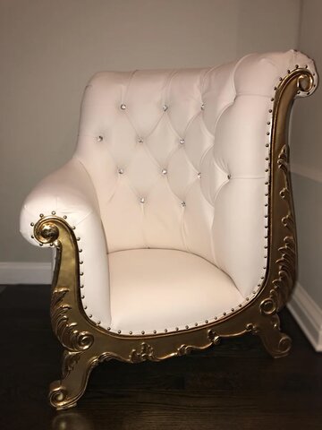 Princess Sofia Gold   White Throne Chair