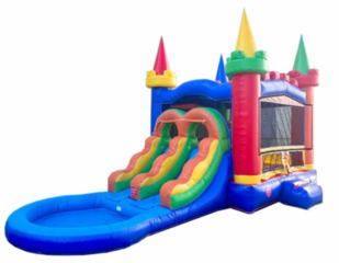 Rainbow Dual Lane Slide Bounce House