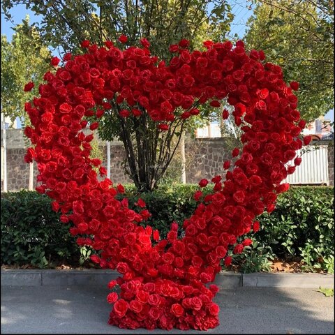 Red Heart Flower Wall 