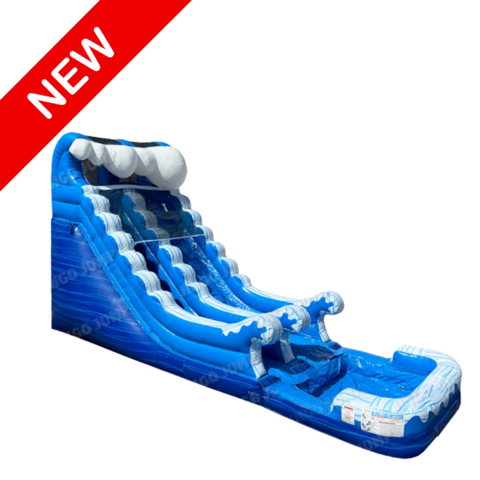 20FT OCEAN WAVE SINGLE LANE SLIDE WITH DEEP POOL