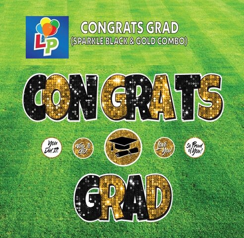 Congrats Grad (Black & Gold) - Yard Card Greeting
