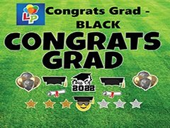 Congrats Grad (Black) - Yard Card Greeting