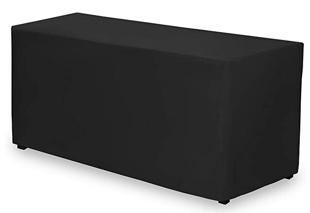 6ft Rectangle Fitted Polyester Table Cover - Black