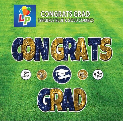 Congrats Grad (Blue & Gold) - Yard Card Greeting