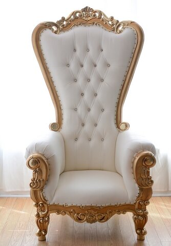 White w/Gold Trim Throne Chair