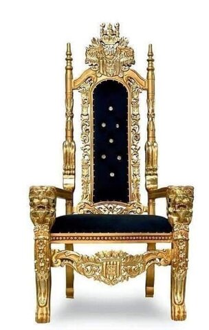 Black w/Gold Trim Throne Chair