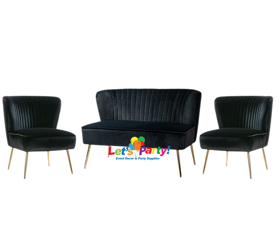 Black Velvet - 3 Piece Lounge Set 