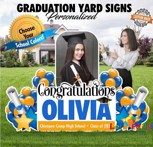 2023 Personalized Graduation Keepsake w/Photo - Yard Card Decorations (Choose your Balloon Colors)
