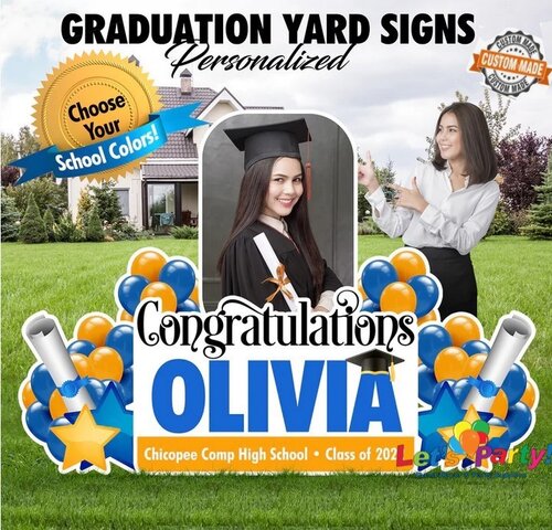 2024 Personalized Graduation Keepsake w/Photo - Yard Card Decorations (Choose your Balloon Colors)