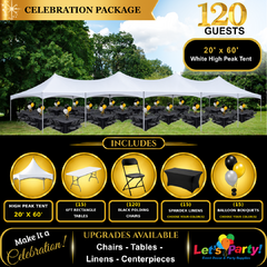 120 Guest Celebration Package | 20' × 60' White High Peak Tent