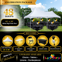 48 Guest Celebration Package | 15' × 30' White High Peak Tent