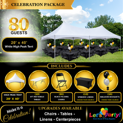 80 Guest Celebration Package | 20' × 40' White High Peak Tent