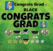 Congrats Grad (Black) - Yard Card Greeting (Choose your balloon colors)