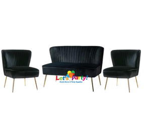 Black Velvet - 3 Piece Lounge Set 