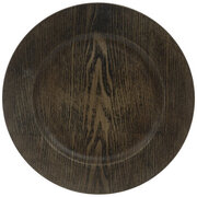 13" Dark Wooden Grain Charger Plate