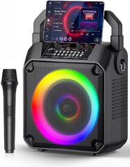 Karaoke Machine,Bluetooth Speaker with 2 Wireless Microphones | Powerful Sound,LED Light,Portable Design,TWS USB TF AUX FM,PA System