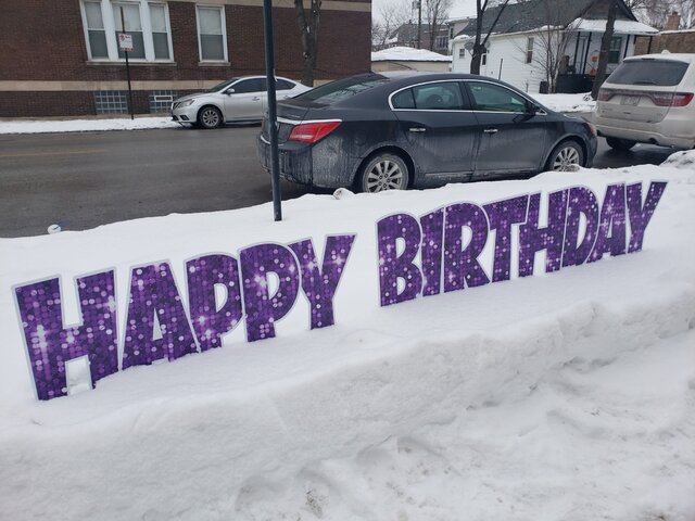 Happy Birthday Yard Phrase Purple