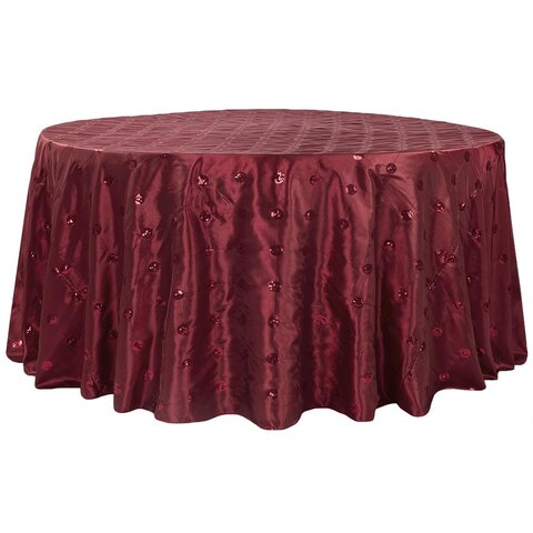 Apple Red Sequin 132in Round Tablecloth
