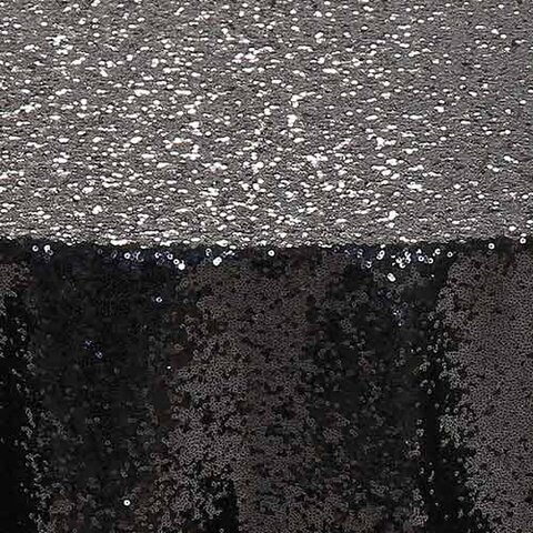 Black Glimmer Sequin 132in Round Tablecloth