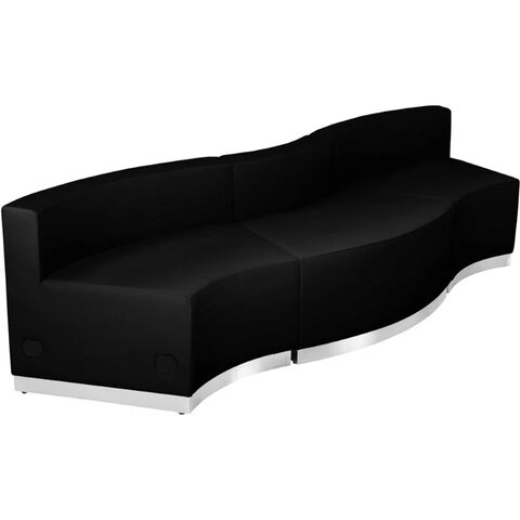 Black Lounge LUX Series 3-Piece Leather Set 