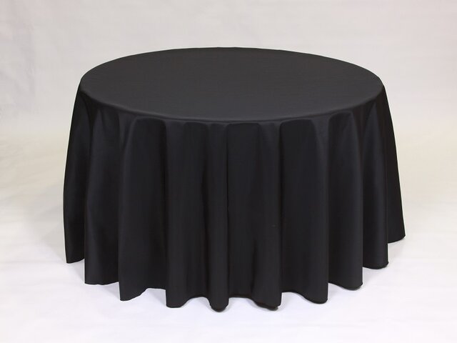Black Polyester 108'' Round Tablecloth