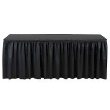 Black Polyester 17' Long Table Skirt and Clips