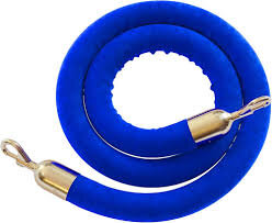 Blue Velvet 6Ft Hanging Rope with Polished Brass/Gold Ends