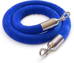 Blue Velvet 6Ft Hanging Rope with Polished Stainless Steel Ends