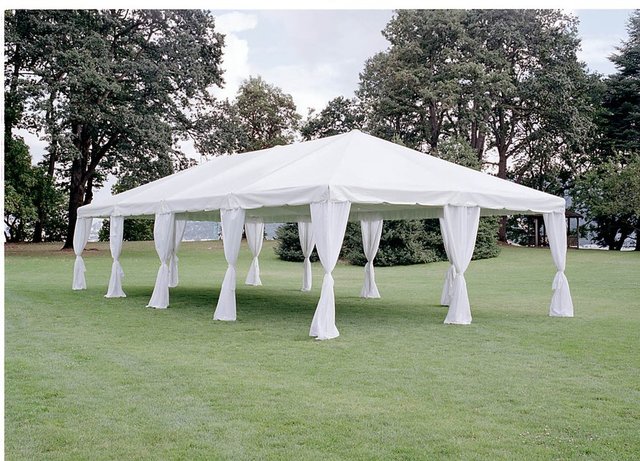 White Fabric Tent Pole Drape