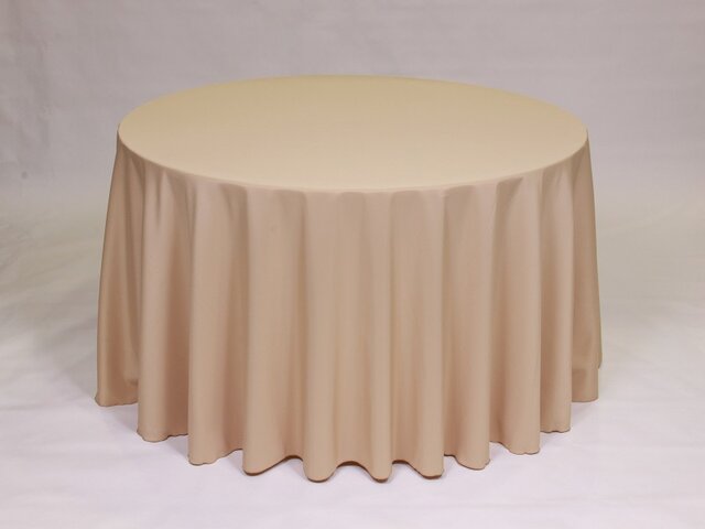 Champagne Polyester 120'' Round Tablecloth